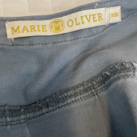 Marie Oliver Neelie Denim Dress Sz XS Gray Pockets Tiered Flutter Sleeves Boho - Picture 12 of 15